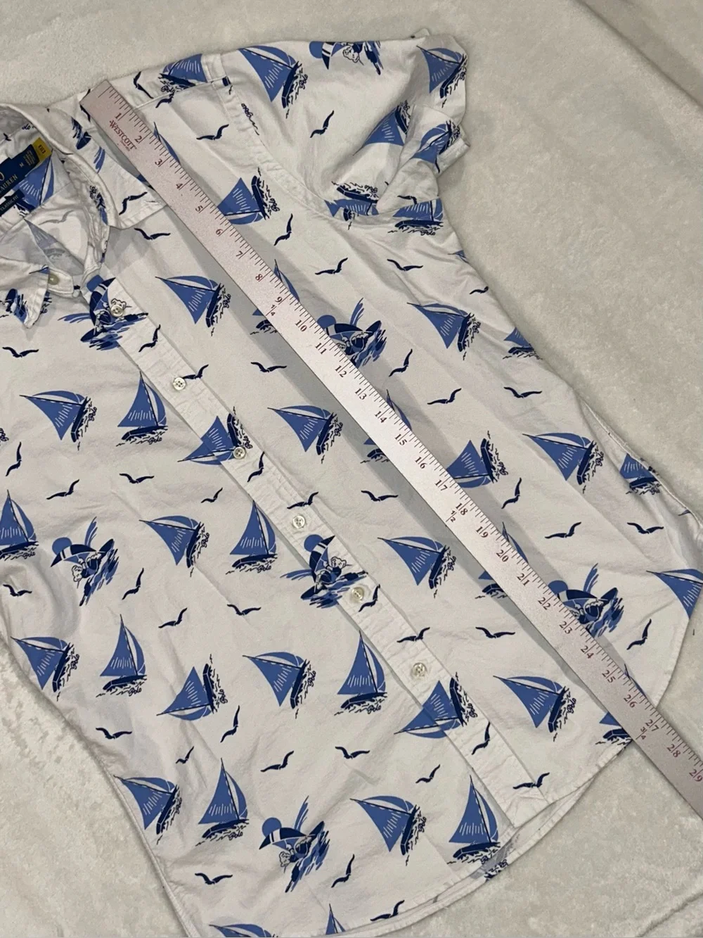 Polo Ralph Lauren Classic Fit Polo Bear button down Oxford Shirt sailboat print